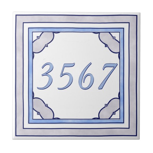 Laadnummer en blauw klein huisnummer tegeltje (Voorkant)