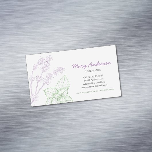 Laadstof en peppermint Essential Oil Magnetisch Visitekaartje (Voorbeeld)