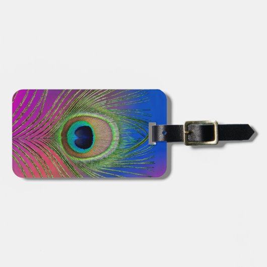 Laadveer van een pauw bagagelabel (Voorkant horizontaal)