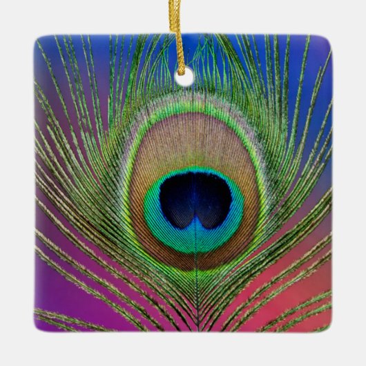 Laadveer van een pauw keramisch ornament (Voorkant)