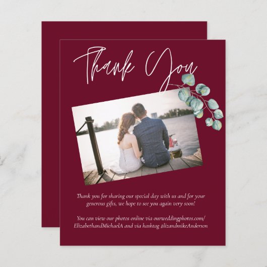 Laag budget BURGUNDY Witte EUCALYPTUS Bruiloft (Voorkant / Achterkant)