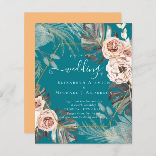 Laag budget PAMPAS GRAS TROPISCHE Bruiloft (Voorkant / Achterkant)