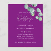 Laag budget VIOLET Witte EUCALYPTUS Bruiloft Flyer (Voorkant)