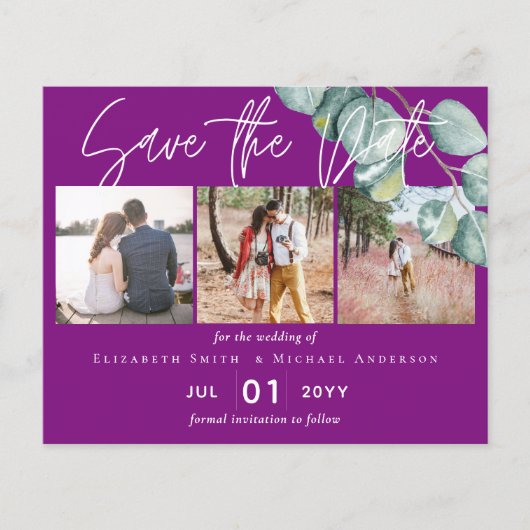 Laag budget VIOLETTE witte EUCALYPTUS-huwelijk Flyer (Voorkant)
