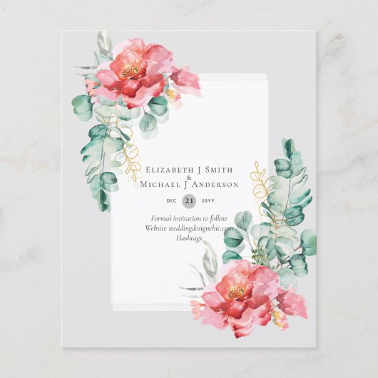 LAAG BUDGET Witte Rozen SAVE THE DATES Modern Flyer (Voorkant)