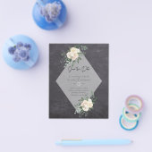 LAAG BUDGET Witte Rozen SAVE THE DATES Modern Flyer (Enkel)