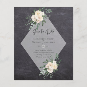LAAG BUDGET Witte Rozen SAVE THE DATES Modern Flyer