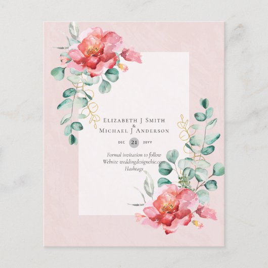 LAAG BUDGET Witte Rozen SAVE THE DATES Modern Flyer (Voorkant)