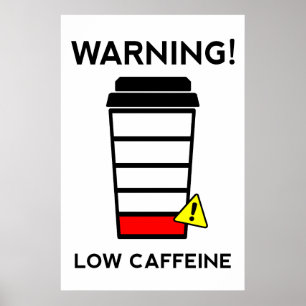 Laag cafeïne, laag batterijniveau, poster koffie,