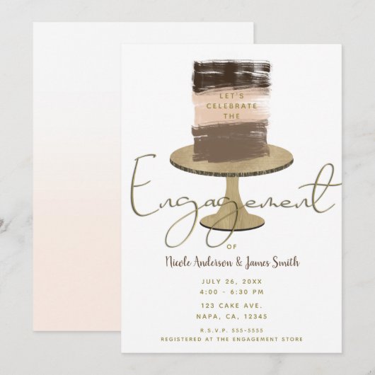 Laag Cake Moderne Elegante Rusticale Verloving Fee Kaart (Voorkant / Achterkant)