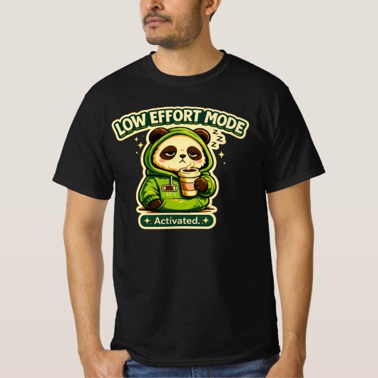 Laag Energie Modus Geactiveerd Panda Grappige Luie T-shirt (Voorkant)