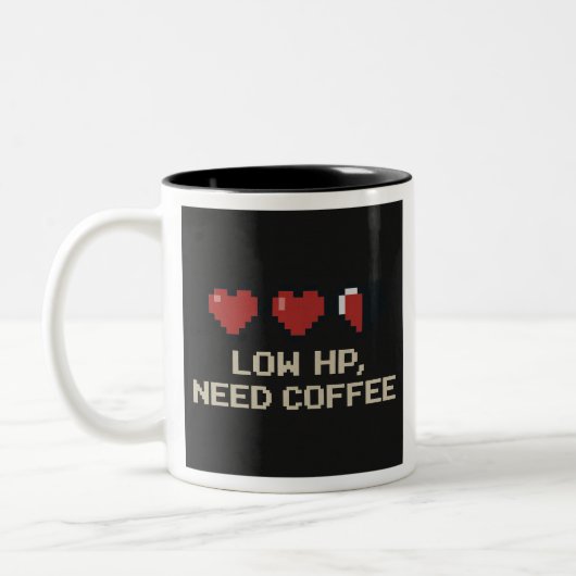 Laag HP heeft koffie Mok nodig | Grappig Pixel Gam (Links)