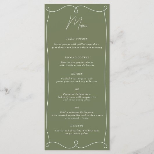 Laag Key Minamalistische Draaikolk Menu (Voorkant)
