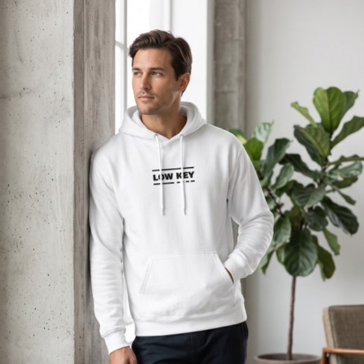 Laag Key Minimalistische Witte Pullover Hoodie | S