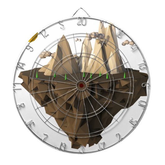 laag poly floating eiland 3d renderen dartbord (Voorkant)
