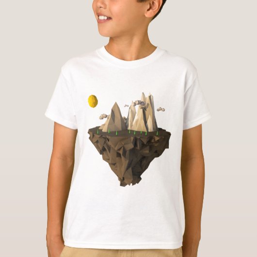 laag poly floating eiland 3d renderen t-shirt (Voorkant)