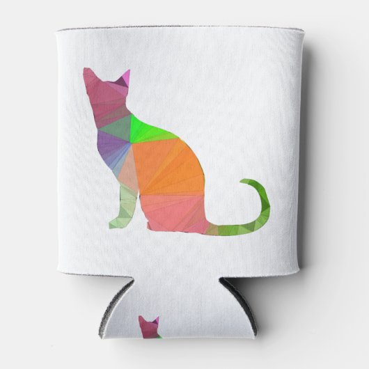 Laag Poly Katten Silhouet Blikjeskoeler (Voorkant)