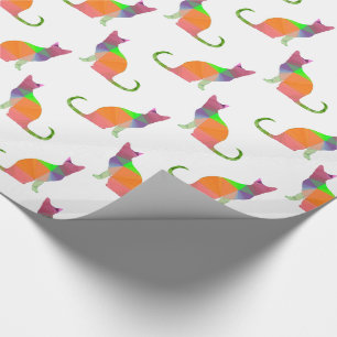 Laag Poly Katten Silhouet Patroon Cadeaupapier