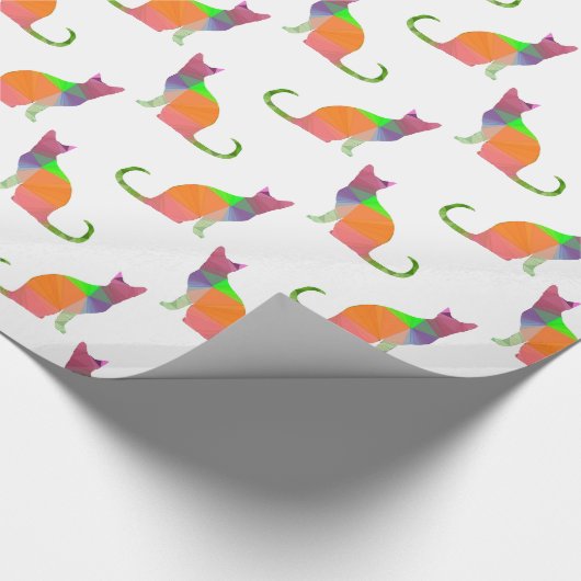 Laag Poly Katten Silhouet Patroon Cadeaupapier (Hoek)