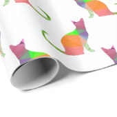 Laag Poly Katten Silhouet Patroon Cadeaupapier (Rol Hoek)