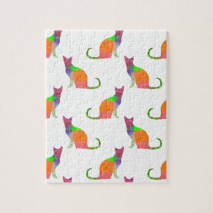 Laag Poly Katten Silhouet Patroon Legpuzzel