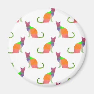 Laag Poly Katten Silhouet Patroon Magneet