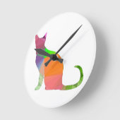 Laag Poly Katten Silhouet Ronde Klok (Hoek)