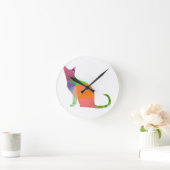 Laag Poly Katten Silhouet Ronde Klok (Huis)