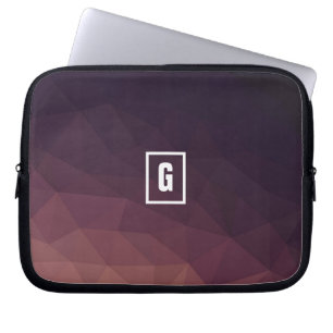 Laag poly roze/violet/zwart initiaal laptophoes laptop sleeve