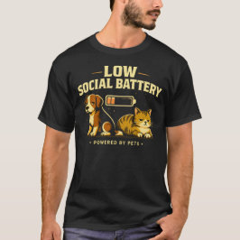 Laag Sociale Batterij Grappige Hond en Kat Introve T-shirt