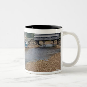 Laag tij bij de Fundybaai bij St. Martins, New Tweekleurige Koffiemok