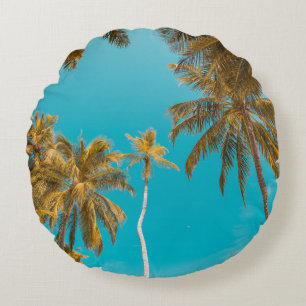 Laaghoekfoto van kokosbomen rond kussen