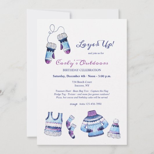 Laagjes aan voor een verjaardagsfeestje met buiten kaart (Voorkant)