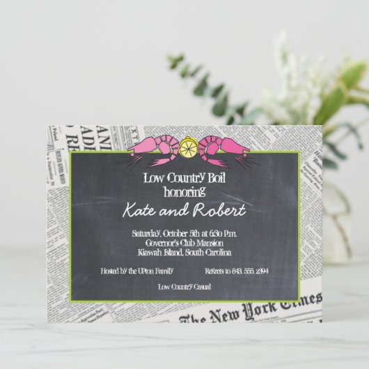 Laagland Boil Newsprint Uitnodiging (Staand voorkant)