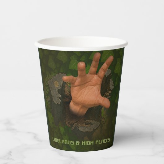 Laagland en hoge plaatsen papieren bekers (Voorkant)