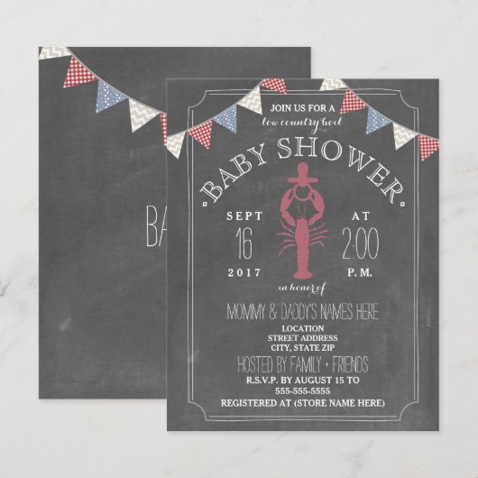 Laaglandenkruil Co. Ed Unisex Baby shower Kaart (Voorkant / Achterkant)