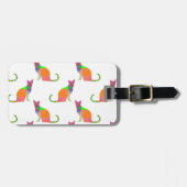 Laagpoly Cat Silhouette Pattern Bagagelabel (Voorkant horizontaal)