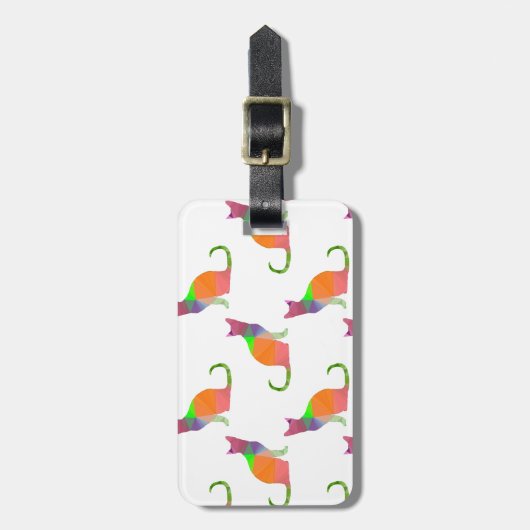 Laagpoly Cat Silhouette Pattern Bagagelabel (Voorkant verticaal)