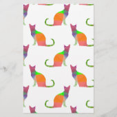 Laagpoly Cat Silhouette Pattern Briefpapier (Voorkant)