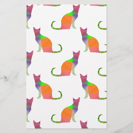 Laagpoly Cat Silhouette Pattern Briefpapier (Voorkant)