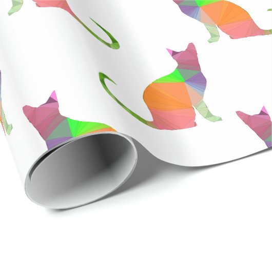 Laagpoly Cat Silhouette Pattern Cadeaupapier (Rol Hoek)