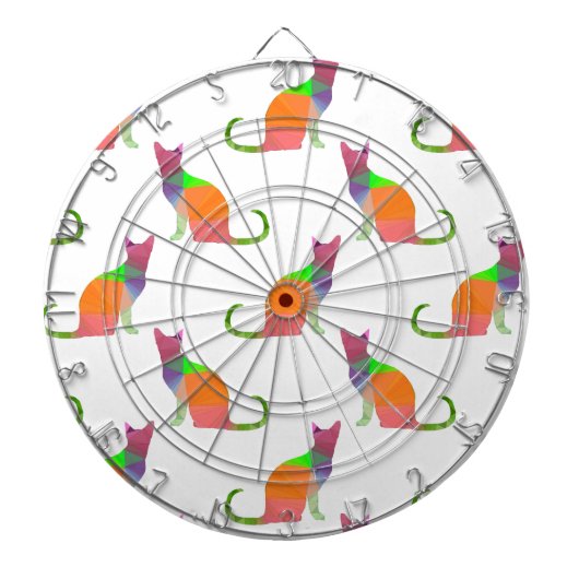 Laagpoly Cat Silhouette Pattern Dartbord (Voorkant)