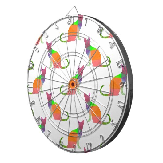 Laagpoly Cat Silhouette Pattern Dartbord (Voorkant Rechts)