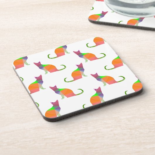 Laagpoly Cat Silhouette Pattern Drankjes Onderzetter (Linkerzijde)