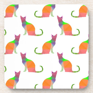 Laagpoly Cat Silhouette Pattern Drankjes Onderzetter