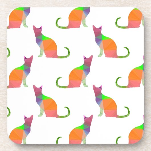Laagpoly Cat Silhouette Pattern Drankjes Onderzetter (Voorkant)