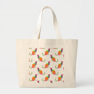 Laagpoly Cat Silhouette Pattern Grote Tote Bag