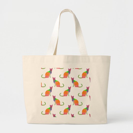 Laagpoly Cat Silhouette Pattern Grote Tote Bag (Voorkant)