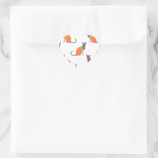 Laagpoly Cat Silhouette Pattern Hart Sticker (Tas)