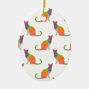 Laagpoly Cat Silhouette Pattern Keramisch Ornament